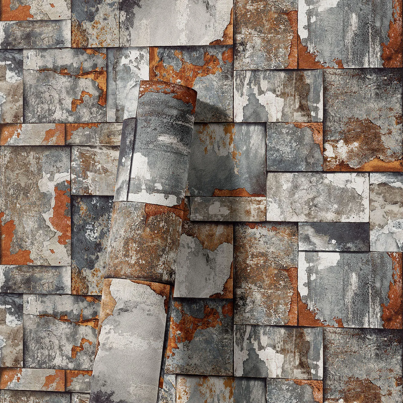 Gray Embossed Wallpaper – Industrial Sophistication (23106-4)